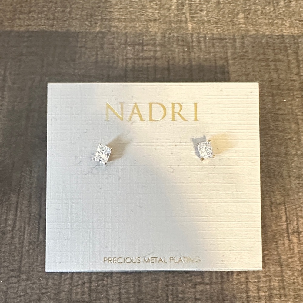 Nadri Sparkling Silver Square Earrings NWT